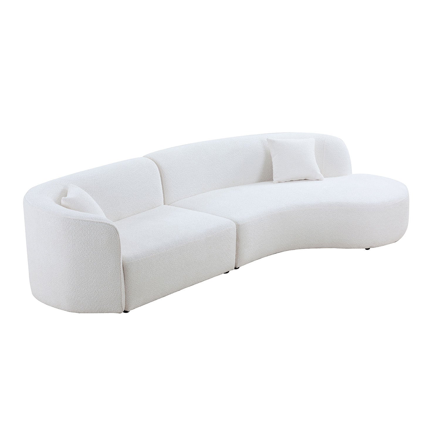 Luxury Modern Style Living Room Upholstery Curved Sofa With Chaise 2 Piece Set, Right Hand Facing Sectional, Boucle Couch, White White Boucle 4 Seat