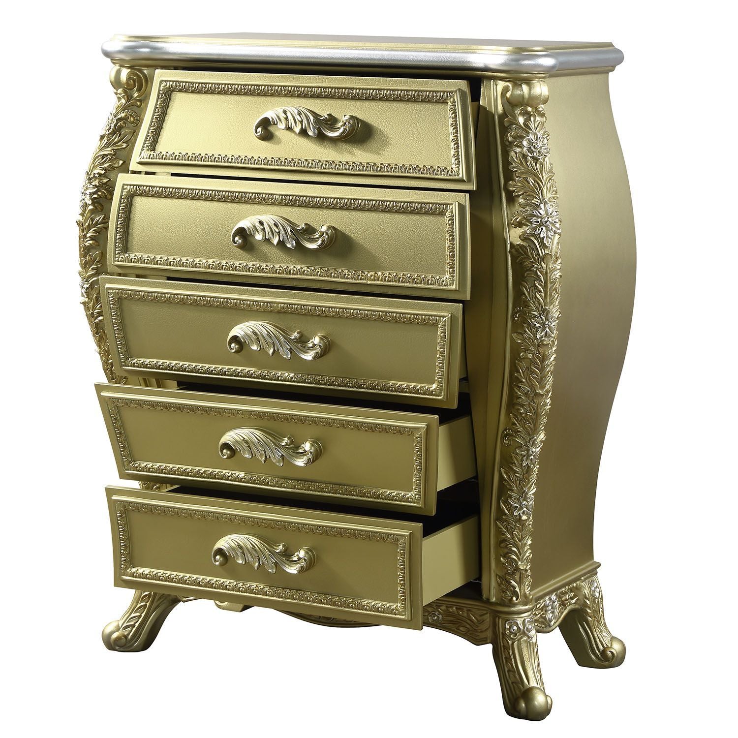 Cabriole Chest Gold Finish Bd01467 Gold Mdf