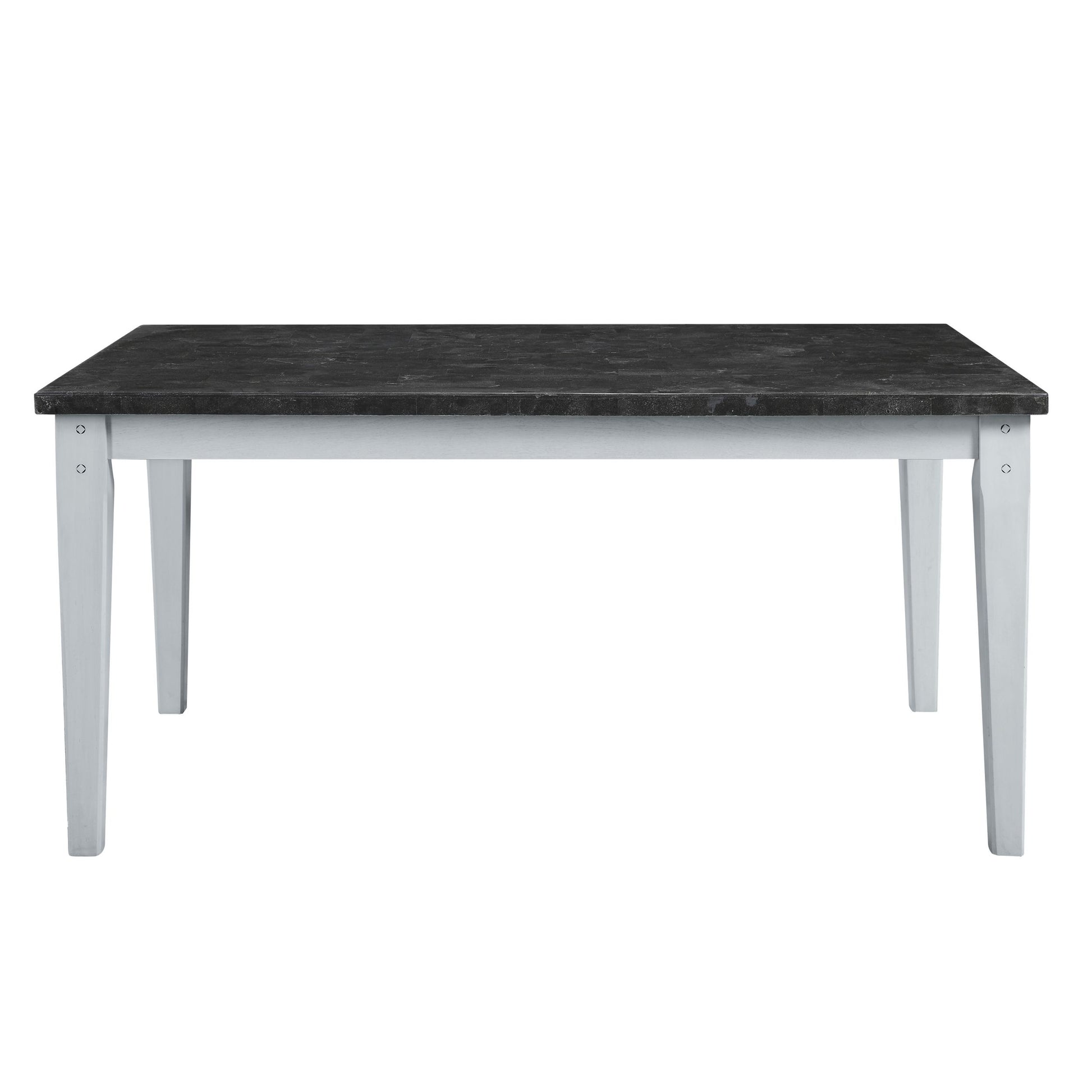 Lanton Dining Table Marble & Antique White Finish Dn01451 Antique White Marble