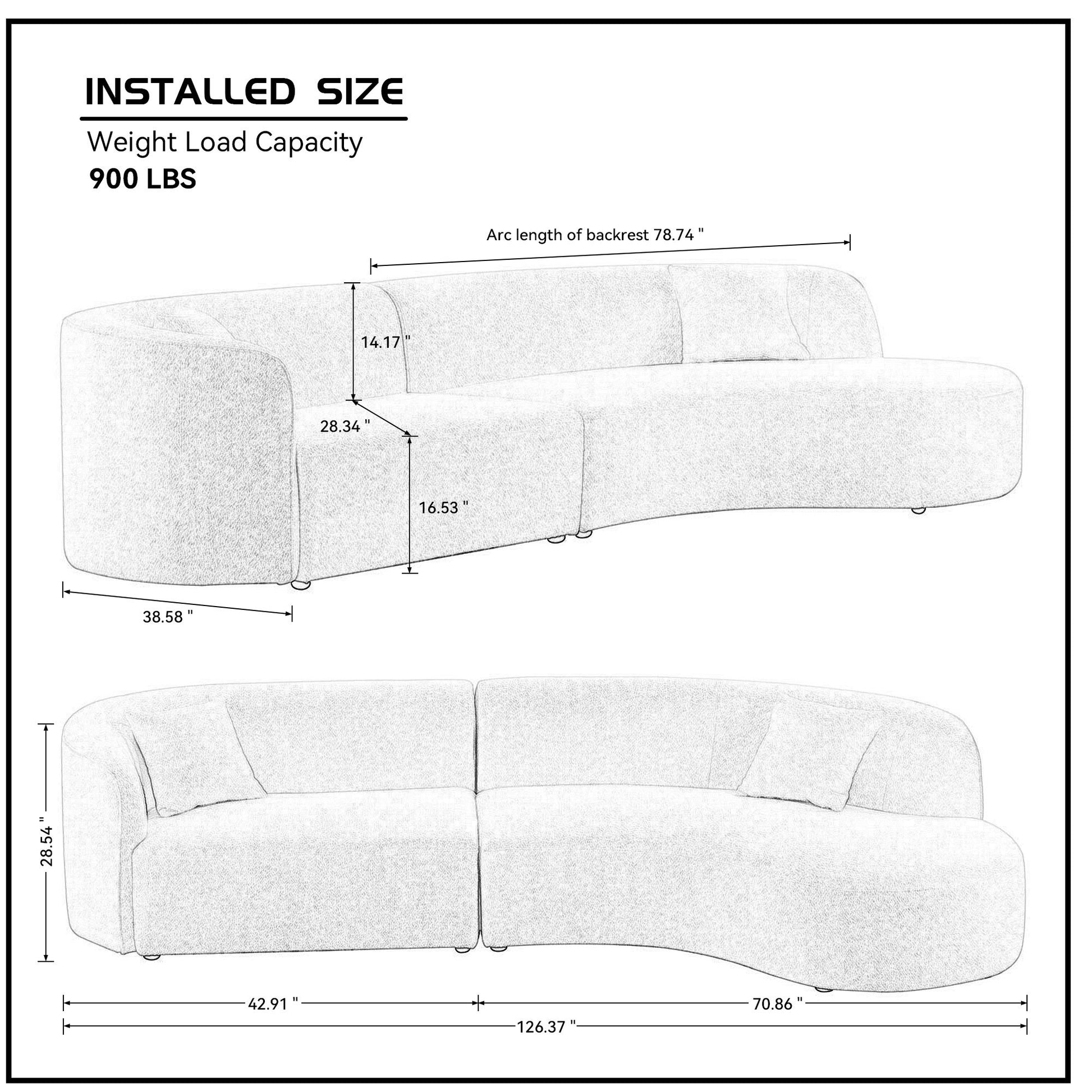 Luxury Modern Style Living Room Upholstery Curved Sofa With Chaise 2 Piece Set, Right Hand Facing Sectional, Boucle Couch, White White Boucle 4 Seat