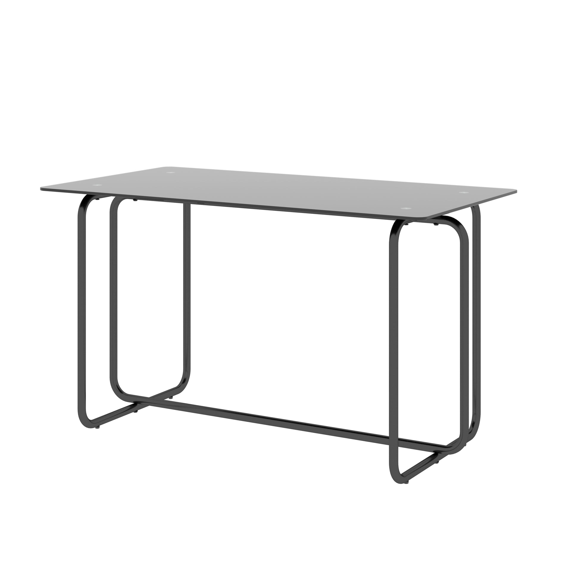1 Piece Rectangle Dining Table With Metal Frame, Tempered Glass Dining Table For Kitchen Room, Black Black Glass
