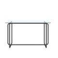 1 Piece Rectangle Dining Table With Black Metal Frame, Tempered Glass Dining Table For Kitchen Room, Transparent Black Transparent Glass