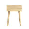Bohemian End Table, Natural Rattan Drawer In Natural Color Beige Particle Board