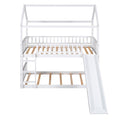 Twin Over Twin Bunk Bed With Slide, House Bed With Slide, White Old Sku: Lt000213Aak White Solid Wood