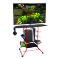 Gaming Storage Stand With 2 Fixed Carbon Laminate Shelves In Black And Red Red 39 Inches Or Less Particle Board
