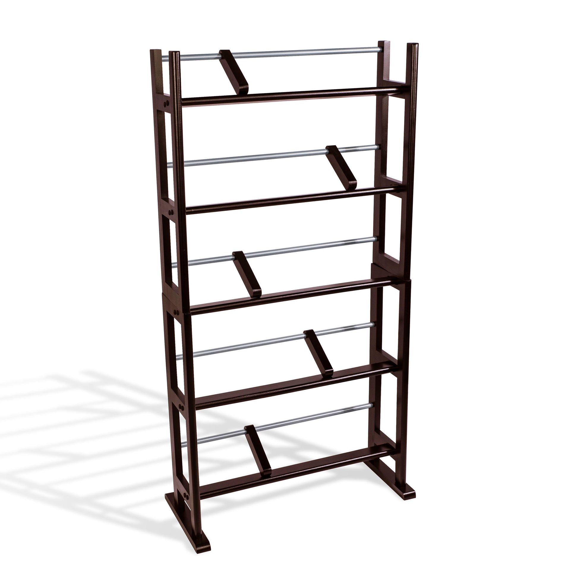 Media Storage Rack With Sliding Dividers In Espresso Brown Black Brown Particle Board