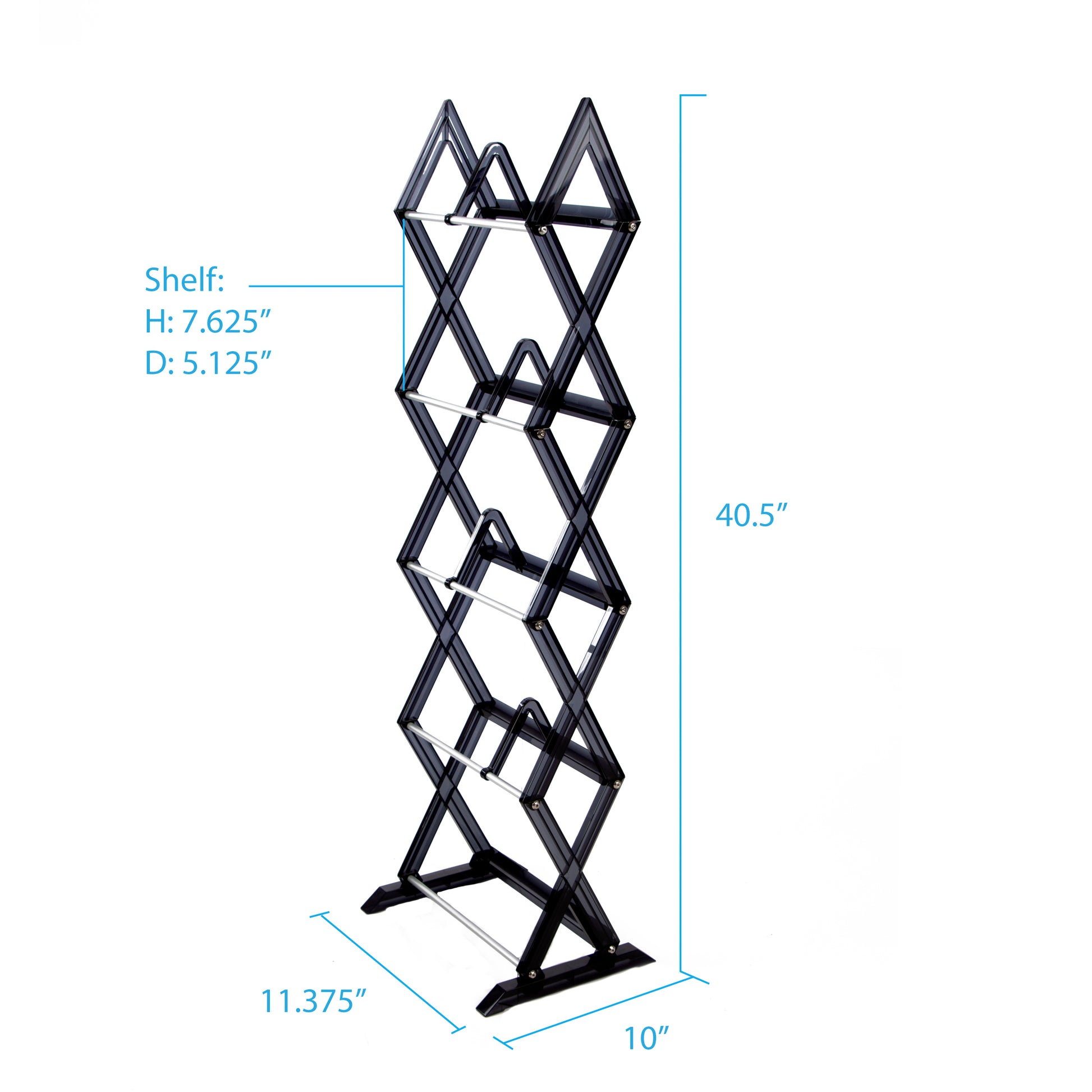 Lightweight, Plastic, Multimedia Unit, Wide Base, Freestanding, Adjustable Dividers Black Silver Plastic