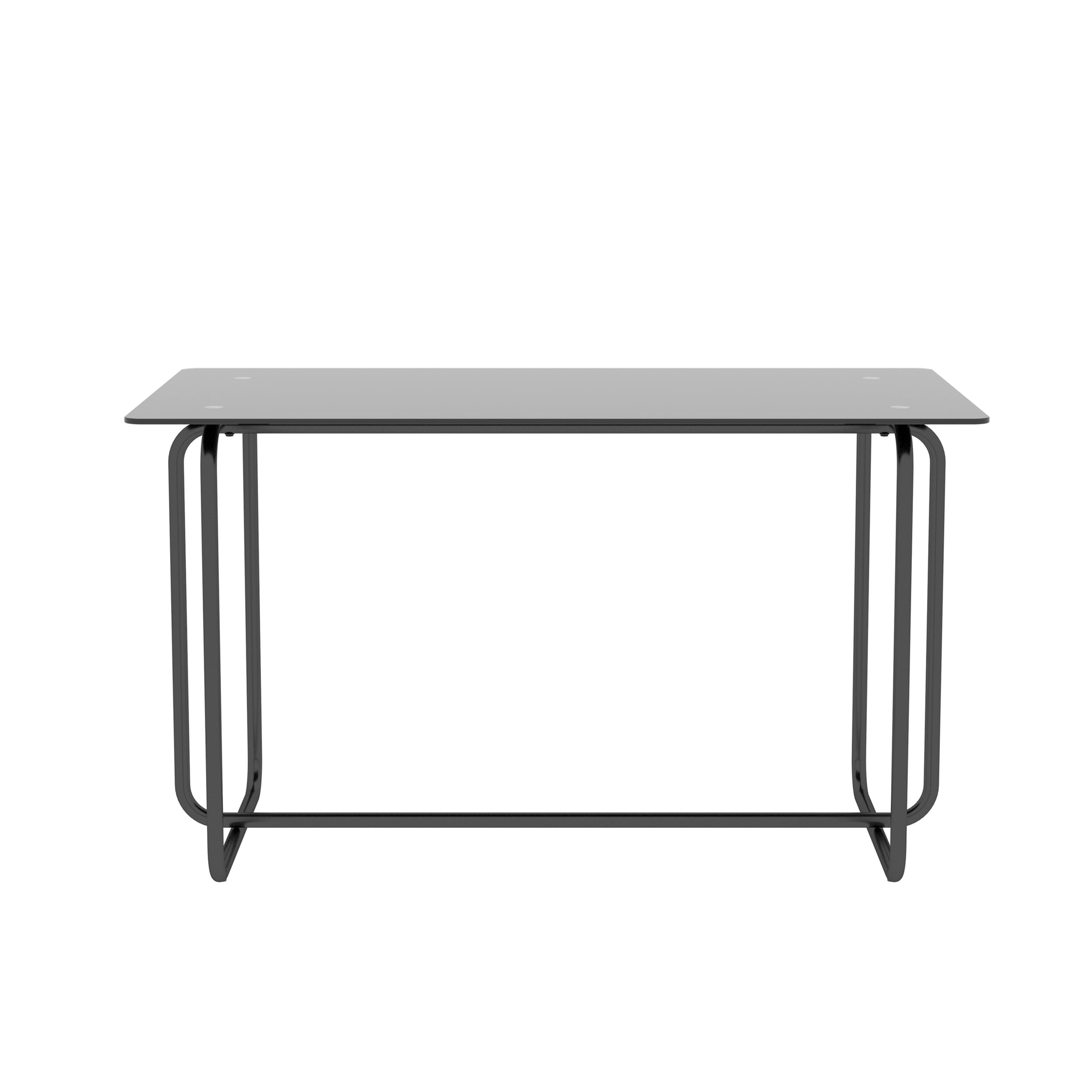 1 Piece Rectangle Dining Table With Metal Frame, Tempered Glass Dining Table For Kitchen Room, Black Black Glass