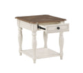 Florian End Table In Oak & Antique White Finish Lv01663 Antique White Solid Wood Mdf