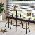 Bar Table, Equipped With 2 Bar Stoolswith Backrest And Partition Brown Mdf