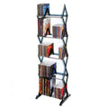 Lightweight, Plastic, Multimedia Unit, Wide Base, Freestanding, Adjustable Dividers Black Silver Plastic