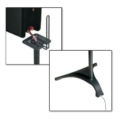 Satellite Speaker Stand, Made From Cast Iron, Height Adjustable, Cable Management Black Metal