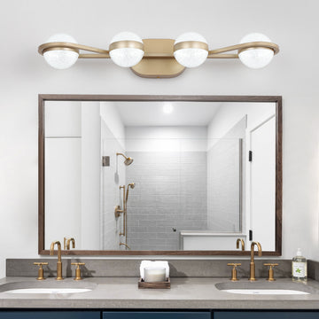 Same As W134067503 L2001 Modern Minimalist Gold Bathroom Vanity Light, 4 Bulb Acrylic Shades, Wall Mounted Decorative Lighting Fixture, Suitable For Bathroom Vanity Mirror Golden Iron