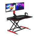 Gaming Riser, Height Adjustable, Squeeze Handle, Headset Hook, Dual Usb Ports. Red Metal