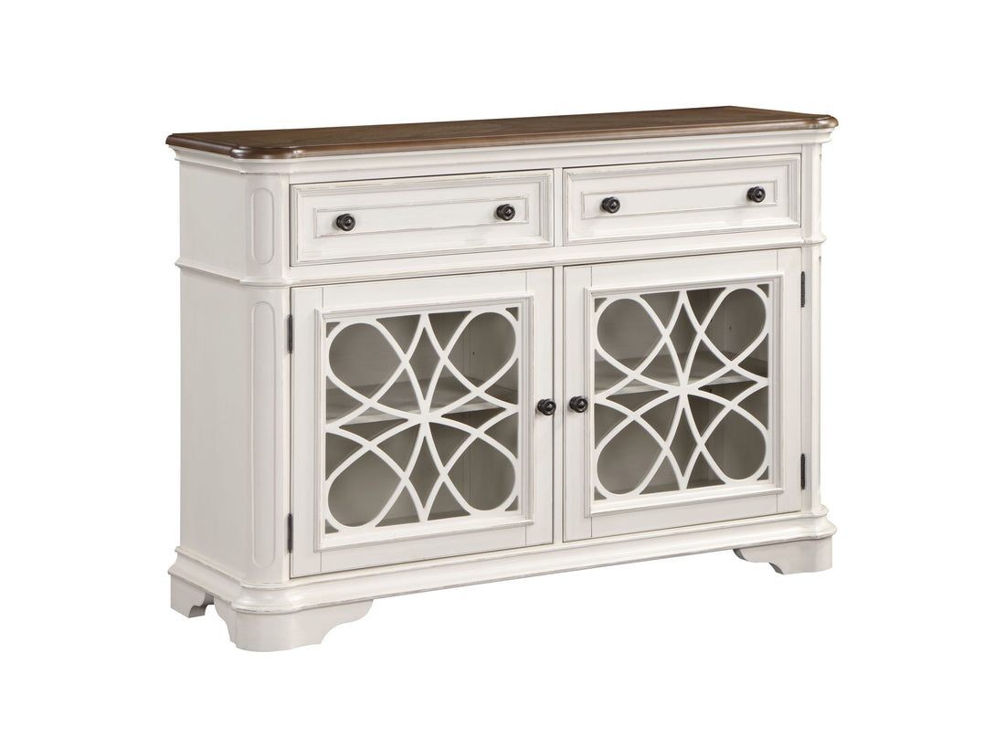 Florian Server, Oak & Antique White Finish Dn01656 Oak Wood