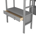 Twin Size Loft Bed With Built In Desk With Two Drawers, And Storage Shelves And Drawers,Gray Gray Pine