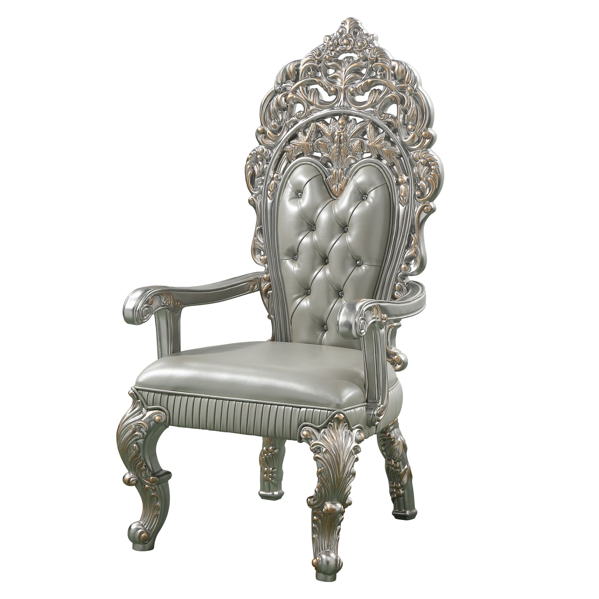 Sandoval Arm Chair Set 2 Beige Pu & Champagne Finish Dn01496 Champagne Pu