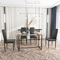 5 Piece Rectangle Dining Table Set, Tempered Glass Dining Table For Kitchen Room, Transparent Black Transparent Glass