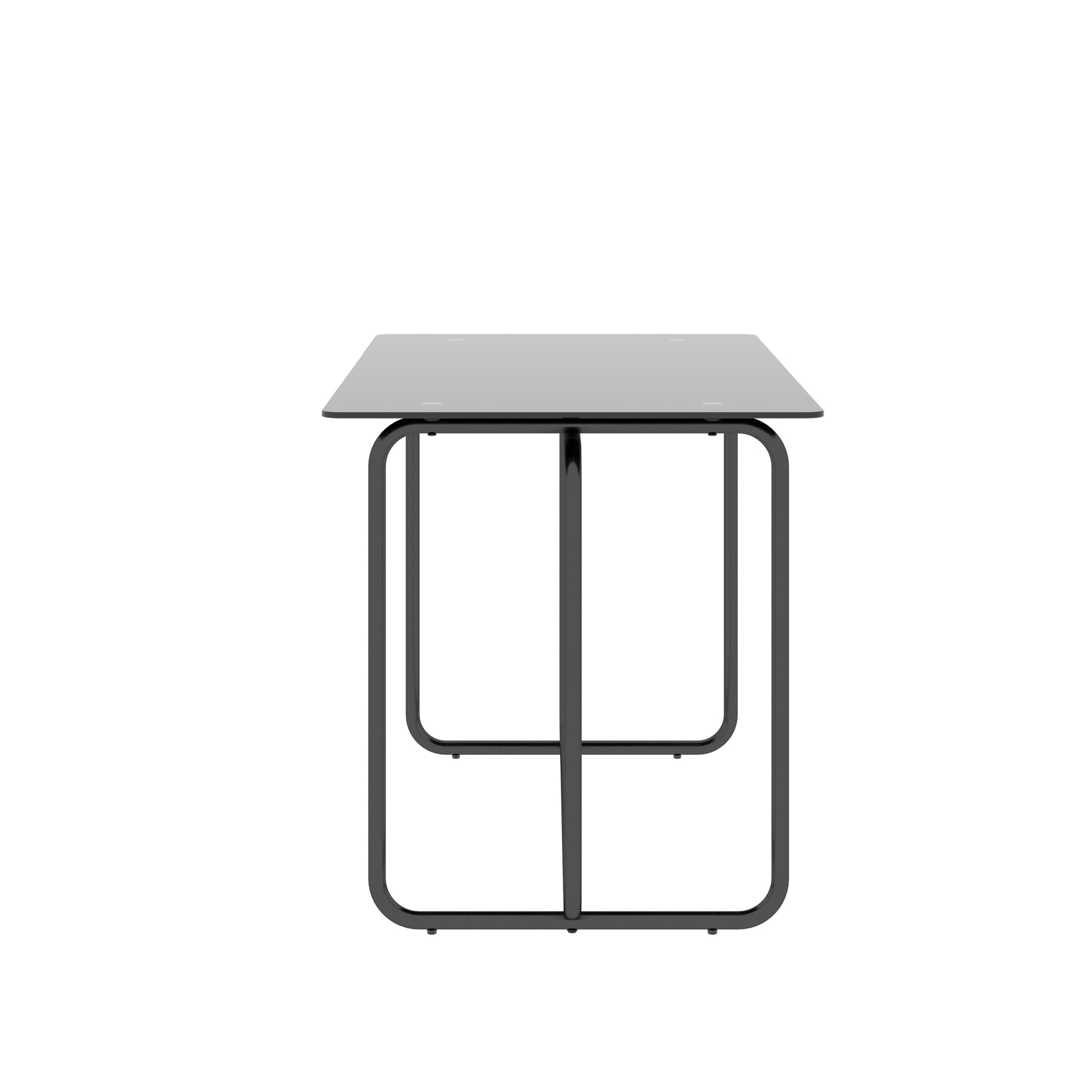 1 Piece Rectangle Dining Table With Metal Frame, Tempered Glass Dining Table For Kitchen Room, Black Black Glass