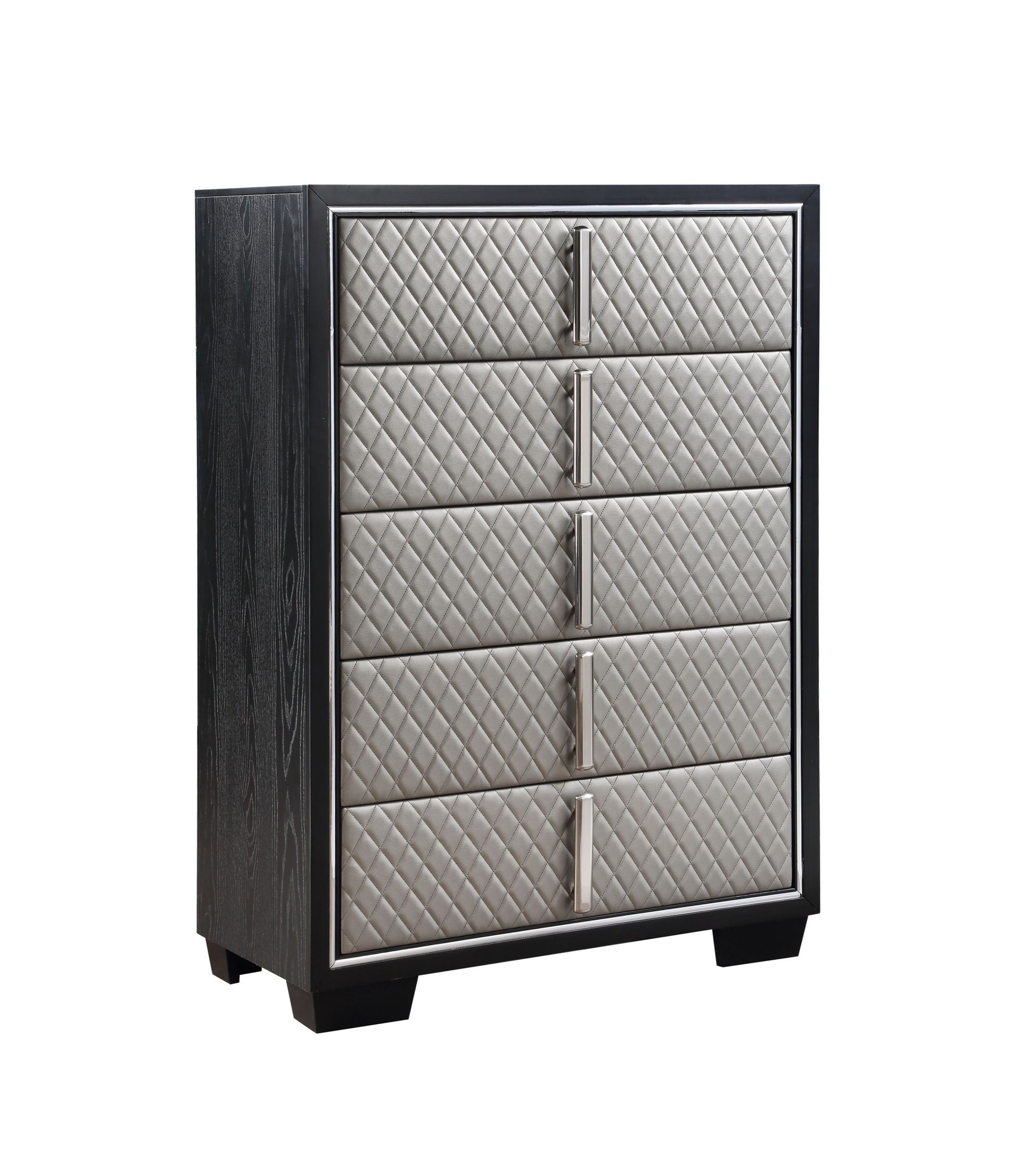 Nicola Chest Silver Pu & Black Finish Bd01431 Black Pu