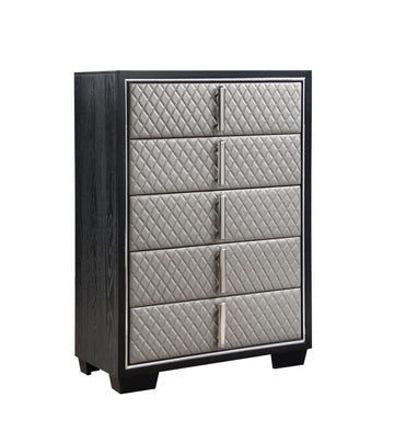Nicola Chest Silver Pu & Black Finish Bd01431 Black Pu