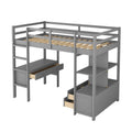 Twin Size Loft Bed With Built In Desk With Two Drawers, And Storage Shelves And Drawers,Gray Gray Pine