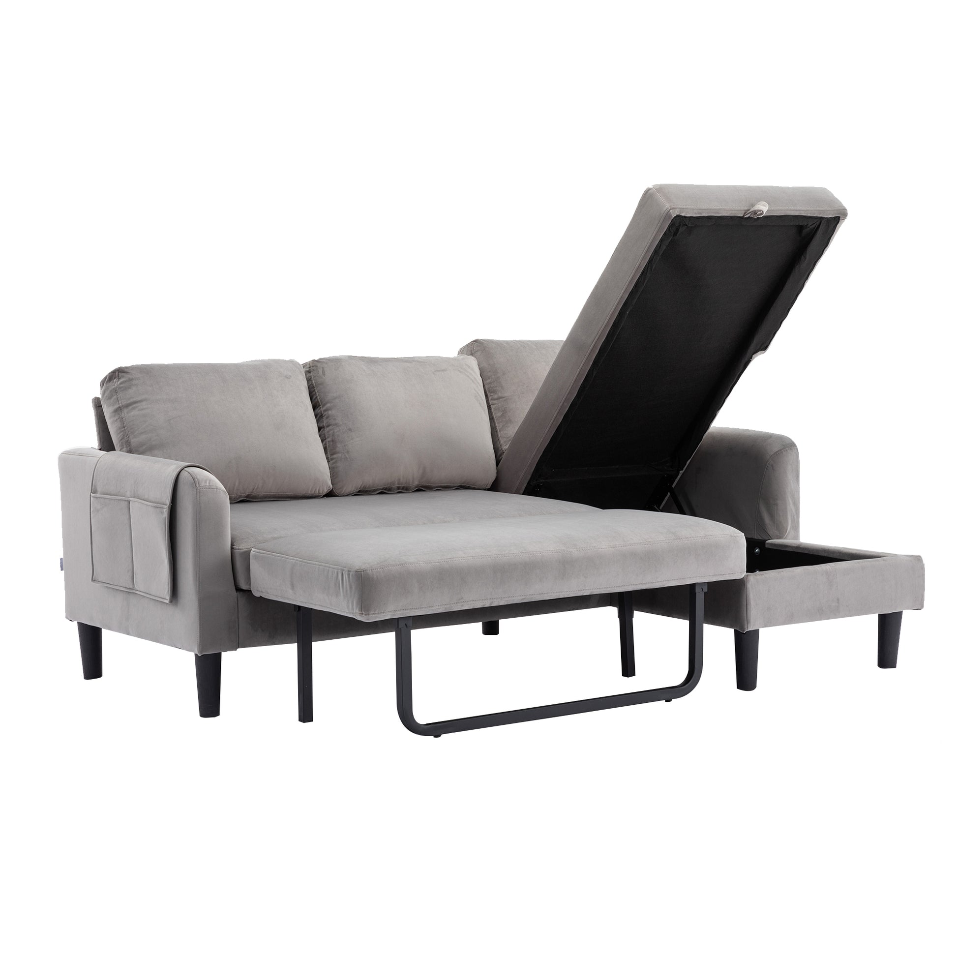 United We Win Sectional Sofa Reversible Sectional Sleeper Sectional Sofa With Storage Chaise Gray Polyester