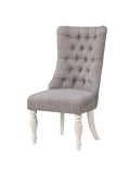 Florian Side Chair Set 2 , Gray Fabric & Antique White Finish Dn01683 Gray Fabric