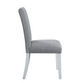 Lanton Side Chair Set 2 Gray Linen & Antique White Finish Dn01452 Antique White Linen