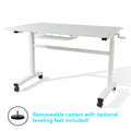 Height Adjustable Desk, Durable Laminate Top, Hand Crank, Casters, Powder Coated Steel Frame In White White Metal