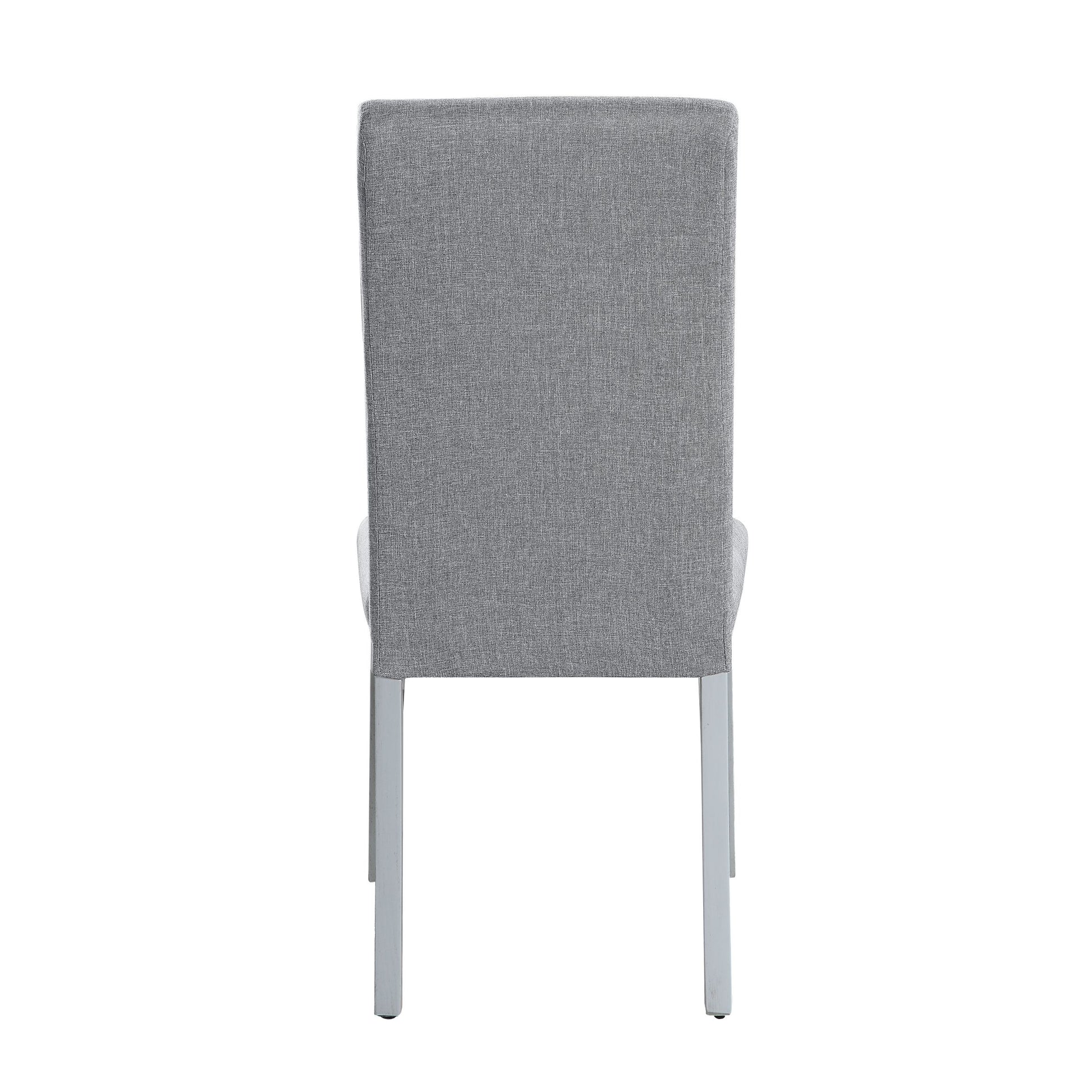 Lanton Side Chair Set 2 Gray Linen & Antique White Finish Dn01452 Antique White Linen
