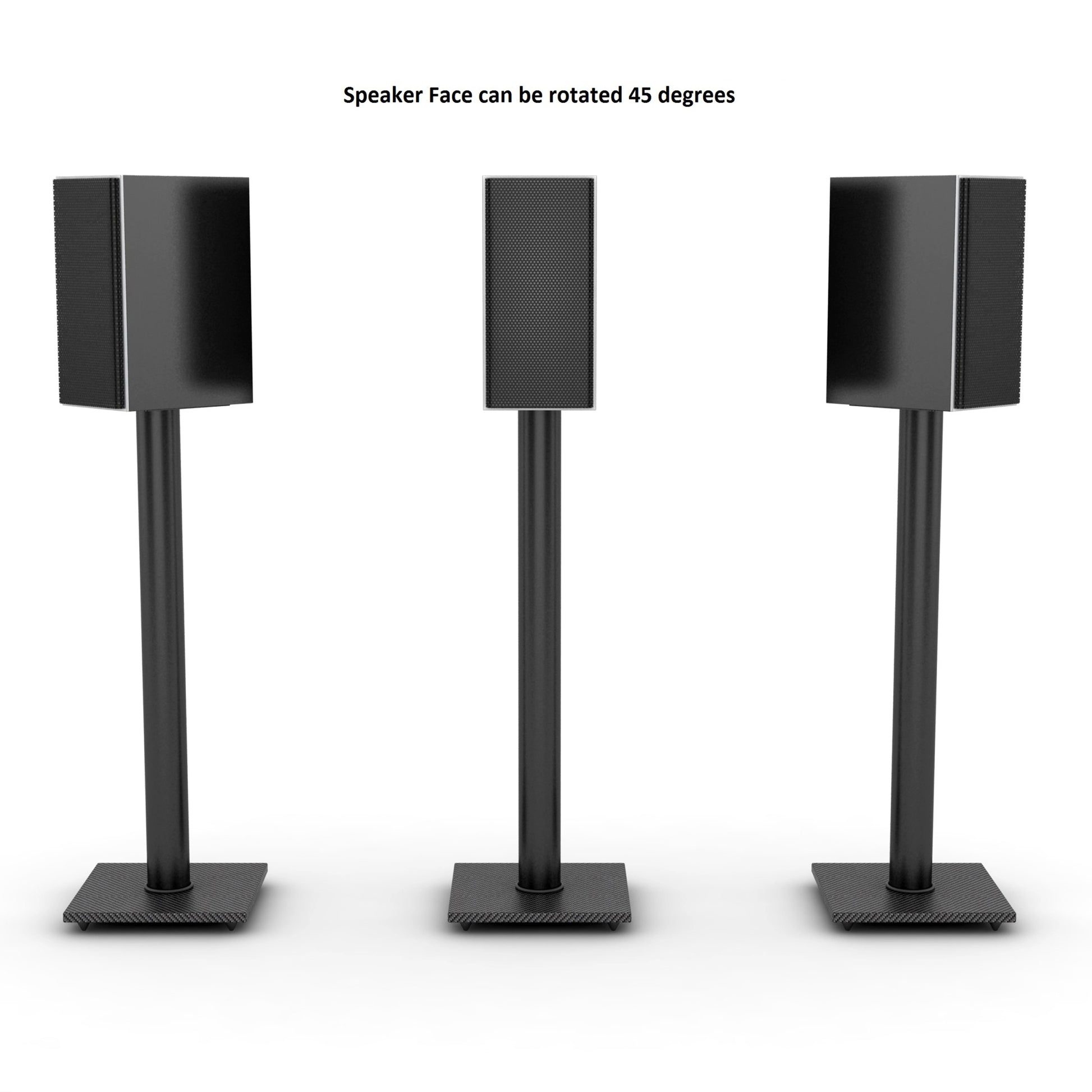 Pedestal Speaker Stand, Steel Construction, Cable Management Black Metal