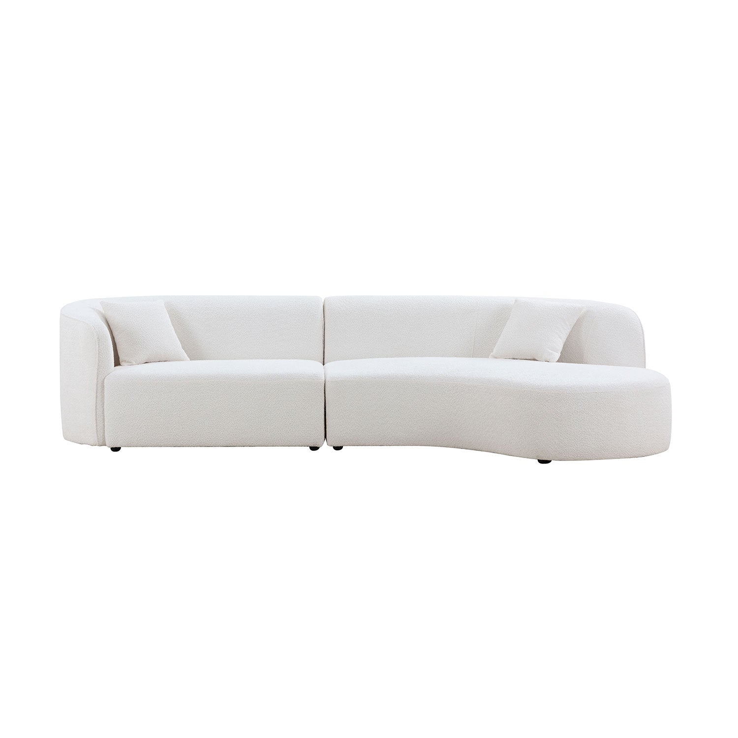 Luxury Modern Style Living Room Upholstery Curved Sofa With Chaise 2 Piece Set, Right Hand Facing Sectional, Boucle Couch, White White Boucle 4 Seat