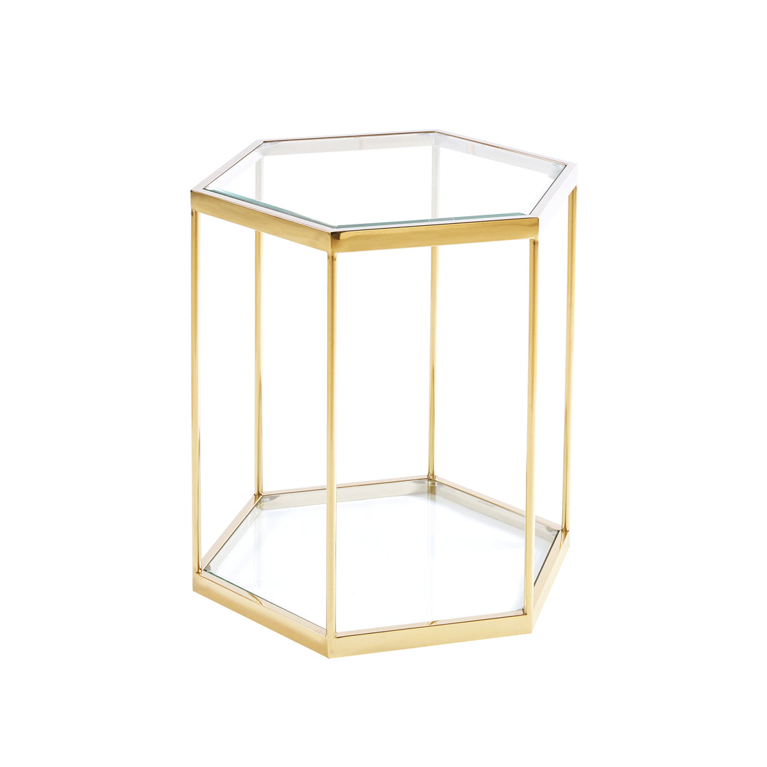 Modern Glass End Table With Gold Finish Stainless Steel Frame Gold Glass