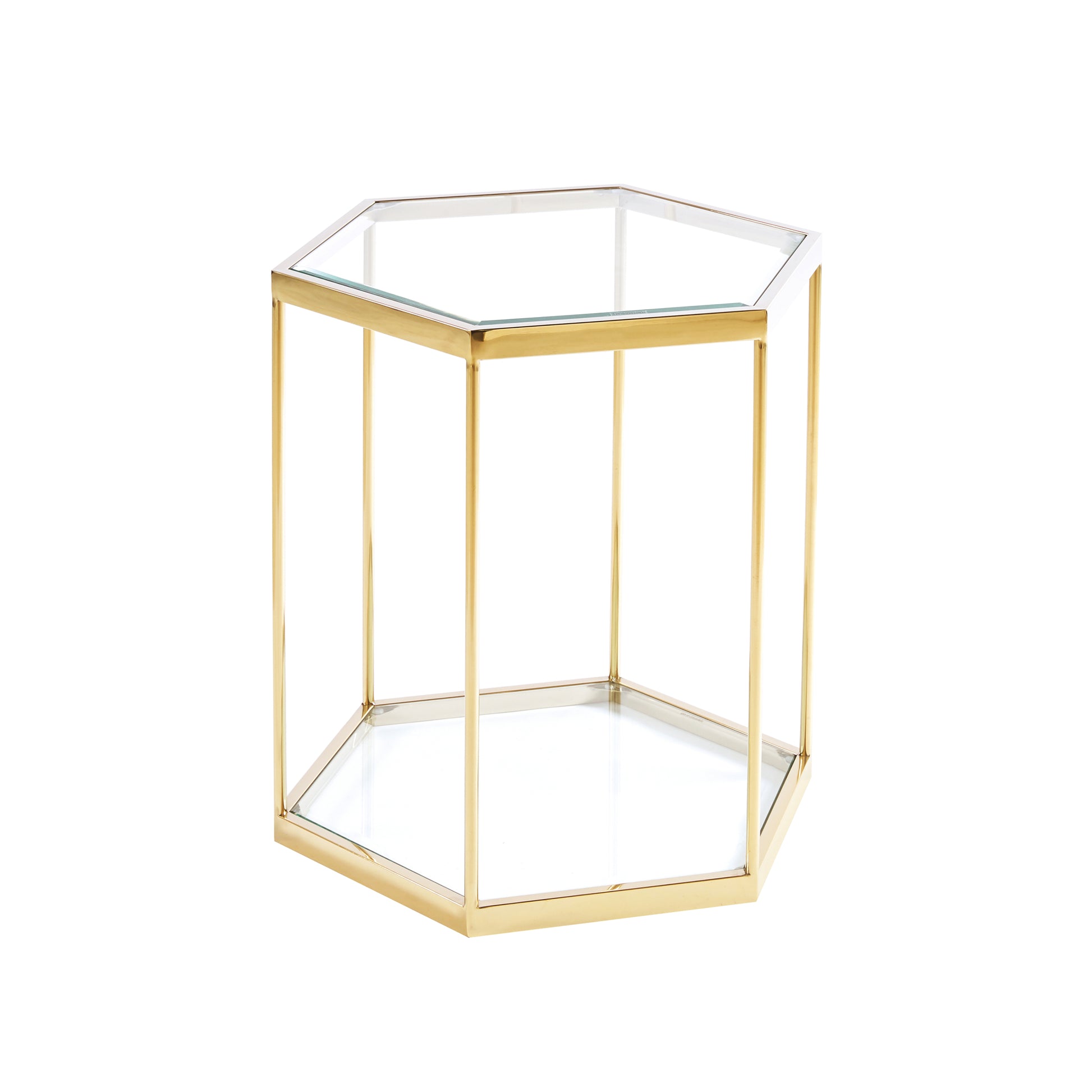 Modern Glass End Table With Gold Finish Stainless Steel Frame Gold Glass