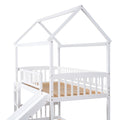 Twin Over Twin Bunk Bed With Slide, House Bed With Slide, White Old Sku: Lt000213Aak White Solid Wood