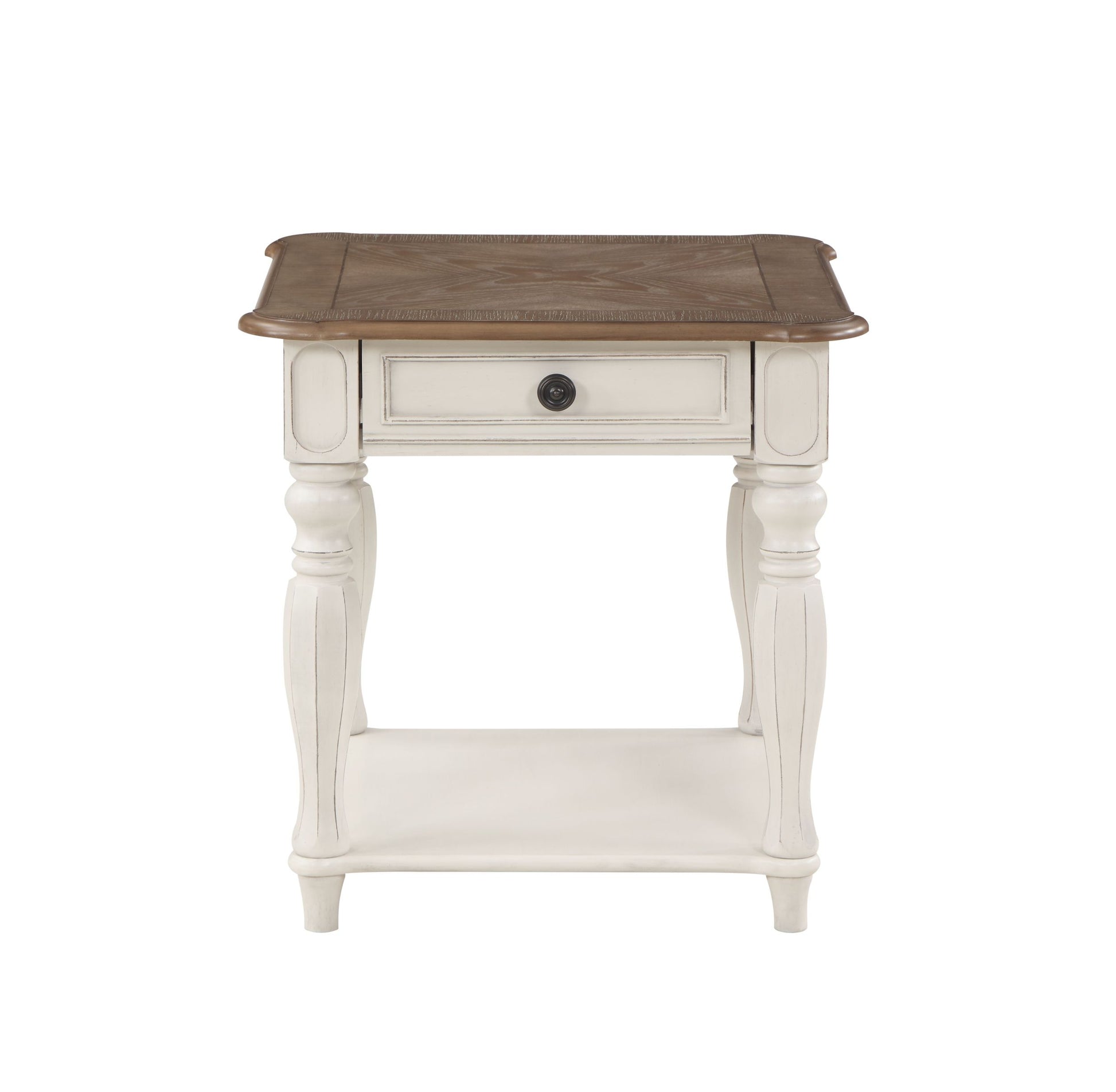 Florian End Table In Oak & Antique White Finish Lv01663 Antique White Solid Wood Mdf