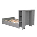 Full Size Platform Bed With Drawers And Storage Shelves, Gray Gray Pine