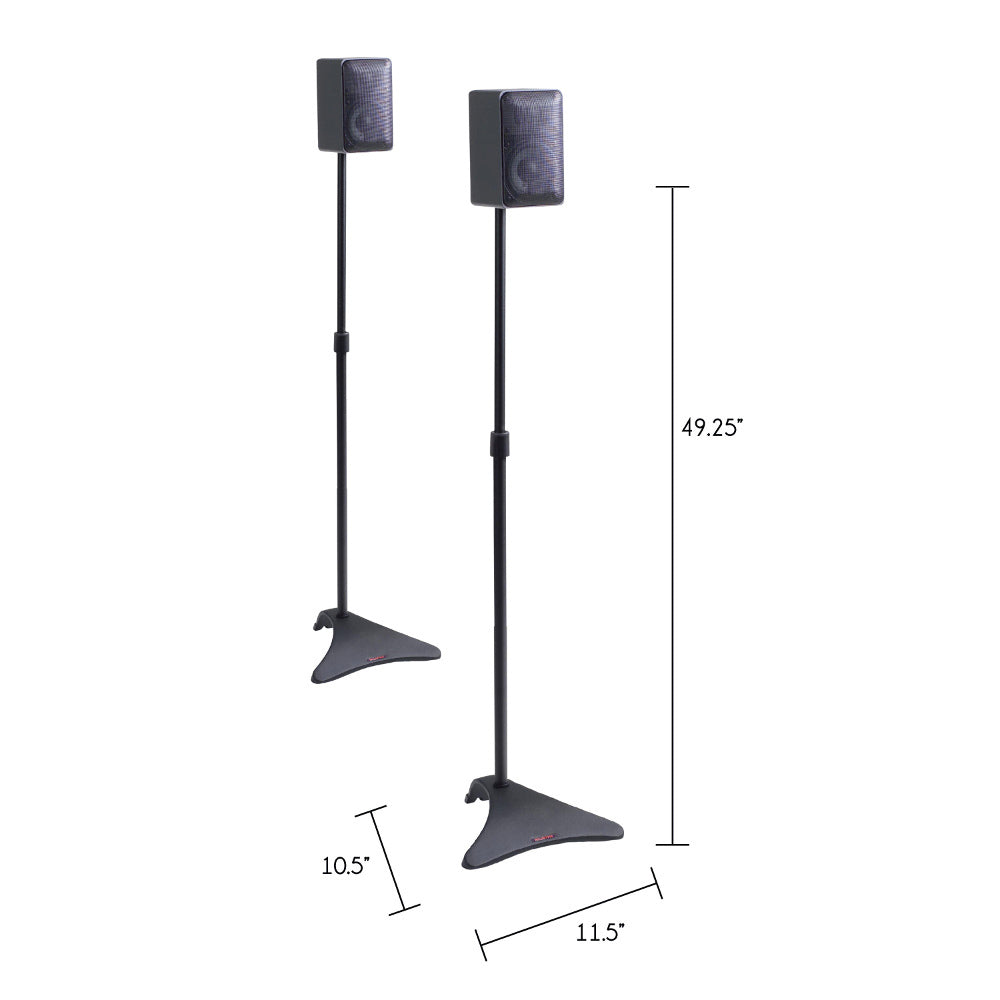 Satellite Speaker Stand, Made From Cast Iron, Height Adjustable, Cable Management Black Metal