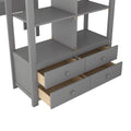 Twin Size Loft Bed With Built In Desk With Two Drawers, And Storage Shelves And Drawers,Gray Gray Pine