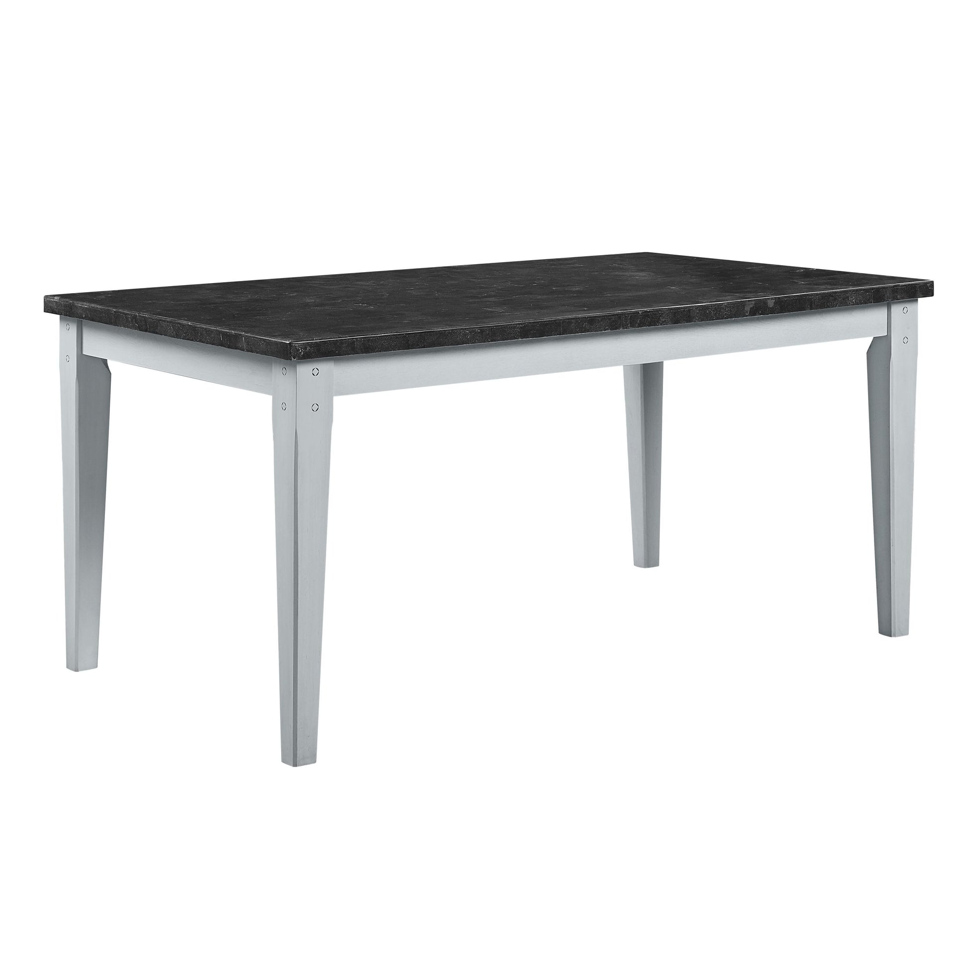 Lanton Dining Table Marble & Antique White Finish Dn01451 Antique White Marble