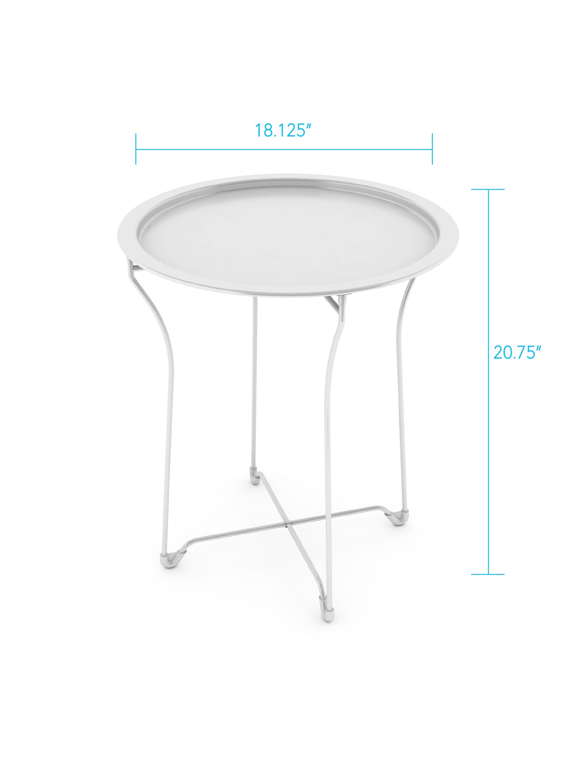 Foldable Side Table, Removable Table Top, Powder Coated Metal In White White Metal