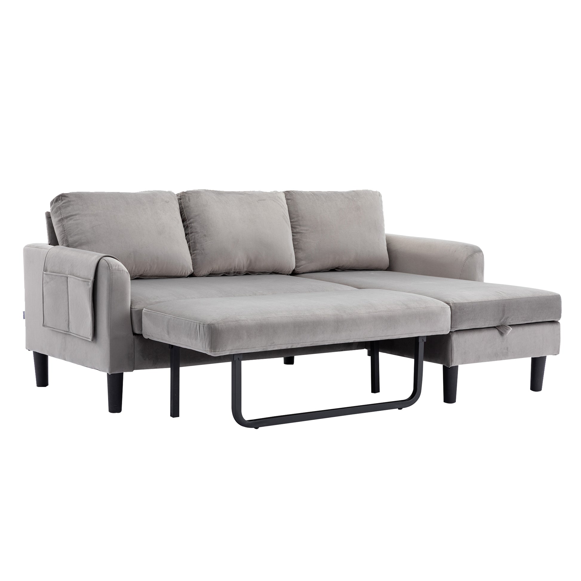 United We Win Sectional Sofa Reversible Sectional Sleeper Sectional Sofa With Storage Chaise Gray Polyester