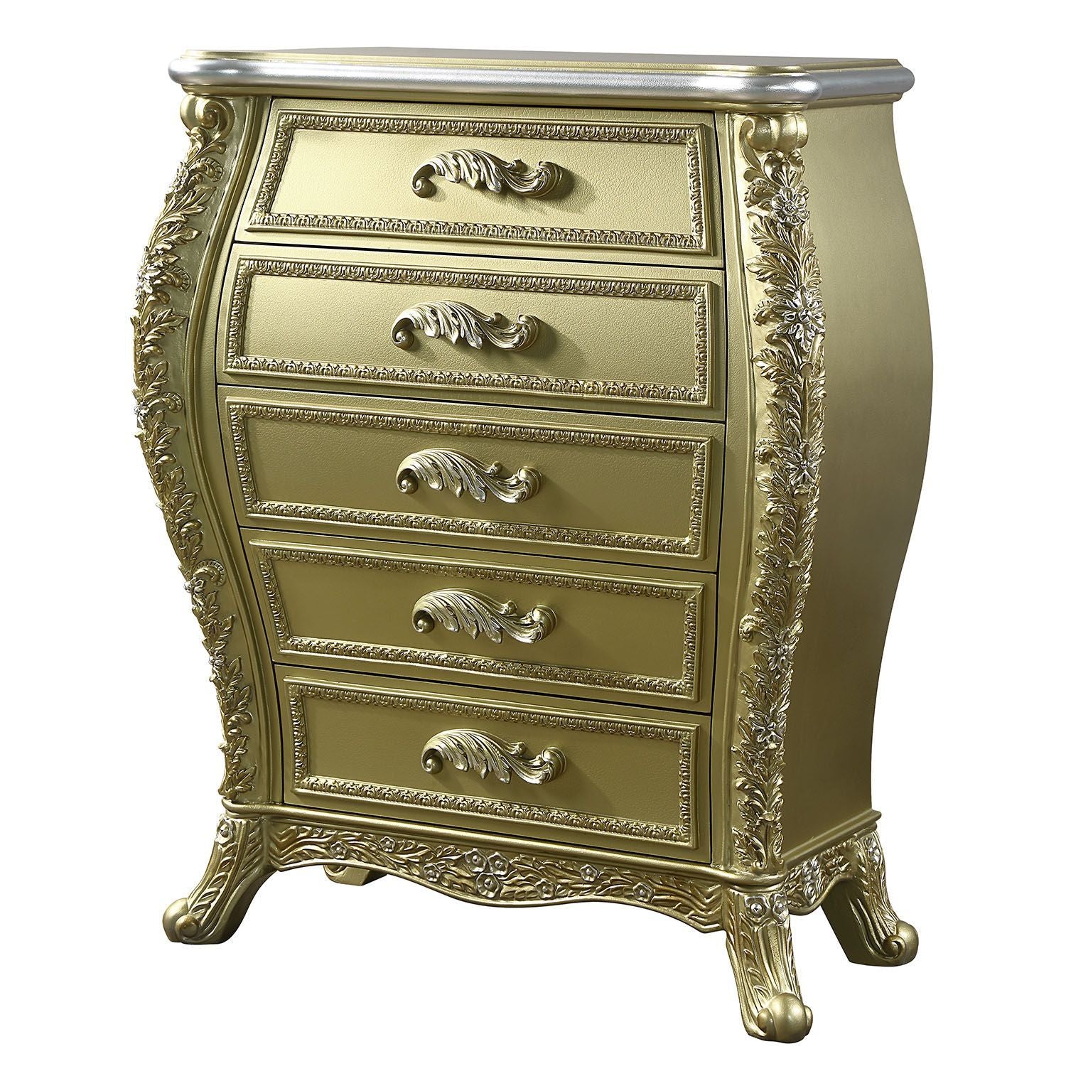 Cabriole Chest Gold Finish Bd01467 Gold Mdf