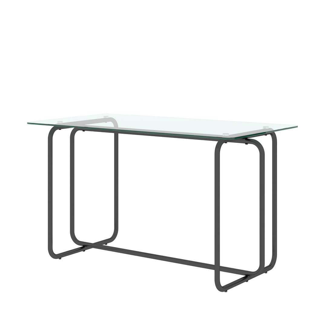 1 Piece Rectangle Dining Table With Black Metal Frame, Tempered Glass Dining Table For Kitchen Room, Transparent Black Transparent Glass