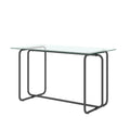 1 Piece Rectangle Dining Table With Black Metal Frame, Tempered Glass Dining Table For Kitchen Room, Transparent Black Transparent Glass