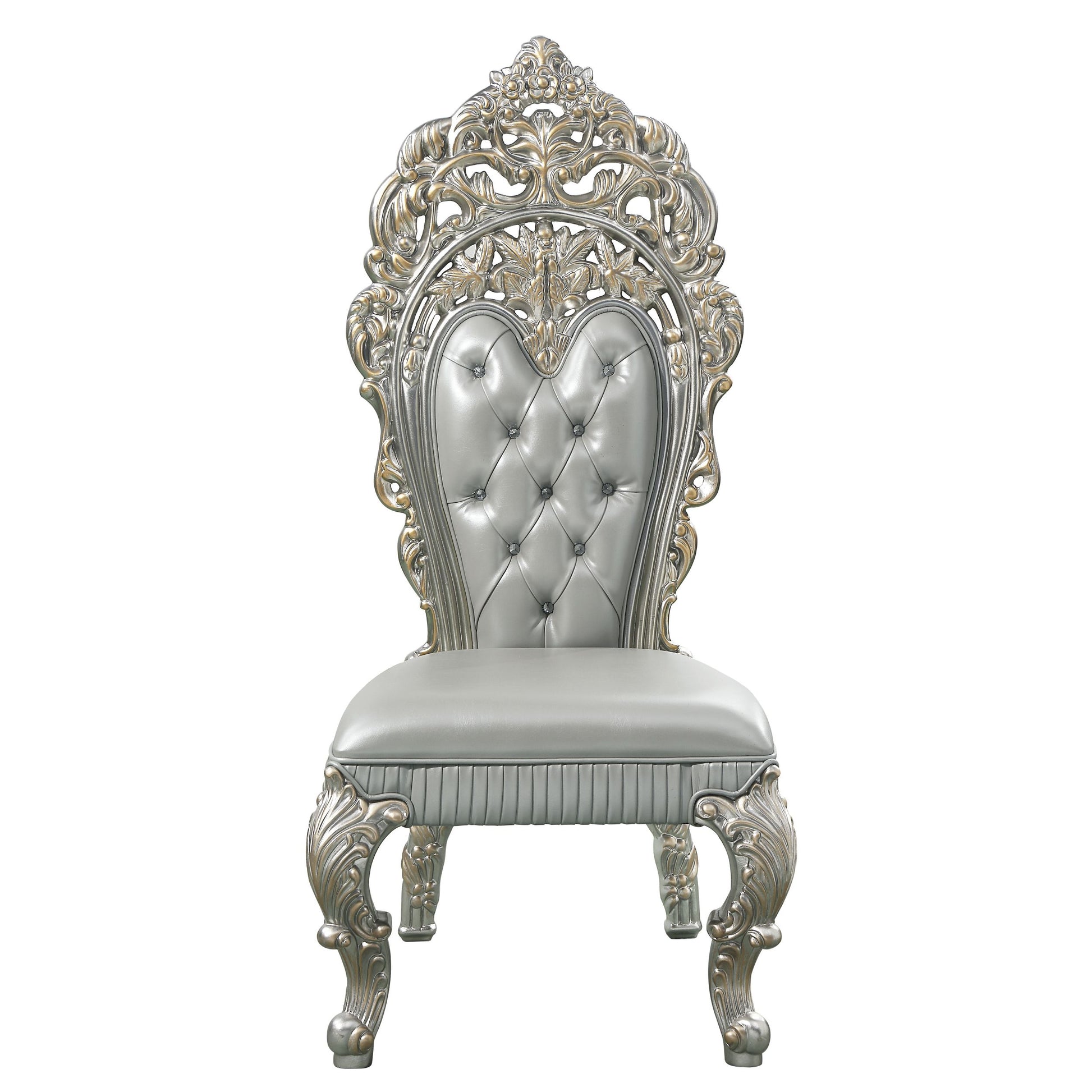 Sandoval Side Chair Set 2 Beige Pu & Champagne Finish Dn01495 Champagne Pu