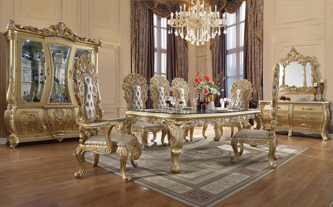 Cabriole Dining Table Gold Finish Dn01482 Gold Mdf