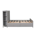 Full Size Platform Bed With Drawers And Storage Shelves, Gray Gray Pine