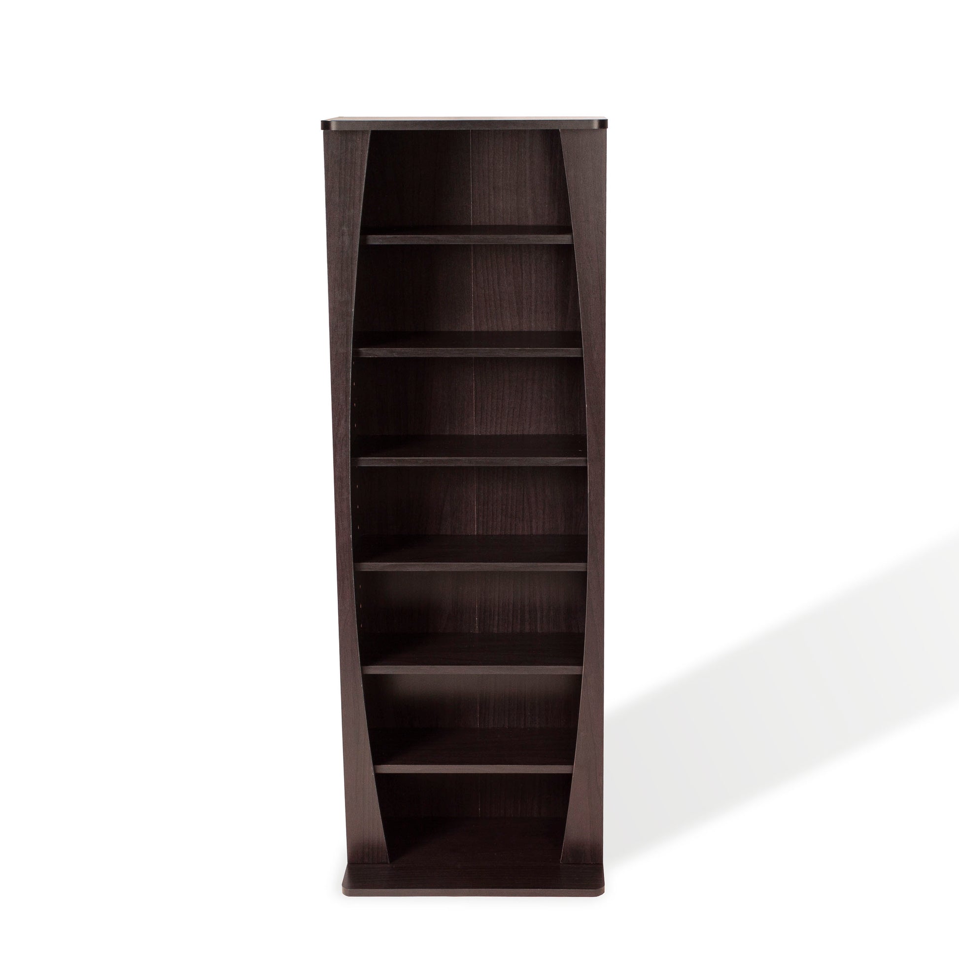 Multimedia Shelving Unit, 5 Adjustable Shelves, Wide Base For Stability, Lightweight In Espresso Brown Black Brown Particle Board